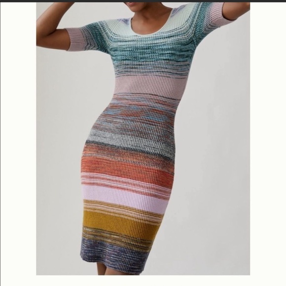ANTHROPOLOGIE Striped Knit Midi Dress - Picture 1 of 7